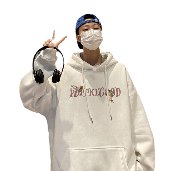 Férfi széles modell pulóver dekoratív feliratokkal