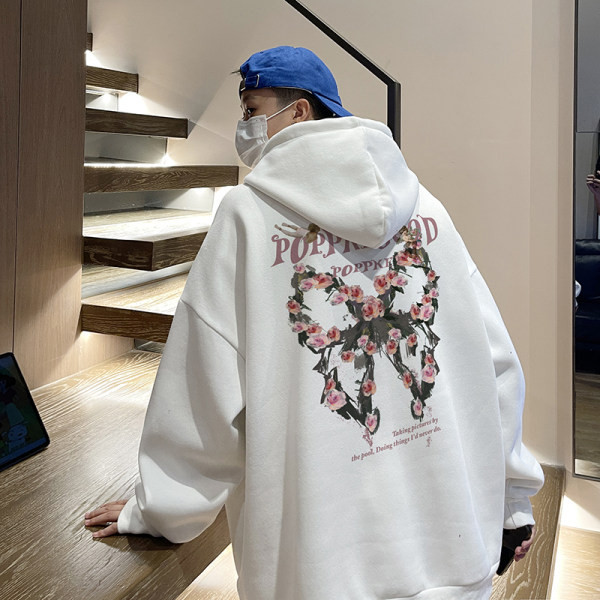 Férfi széles modell pulóver dekoratív feliratokkal