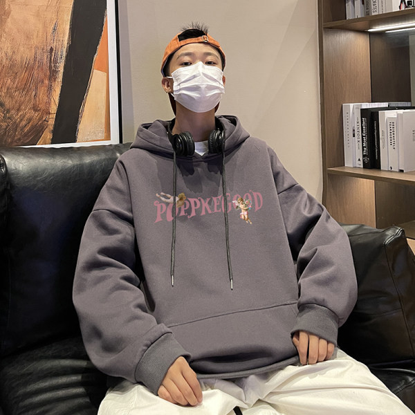 Férfi széles modell pulóver dekoratív feliratokkal