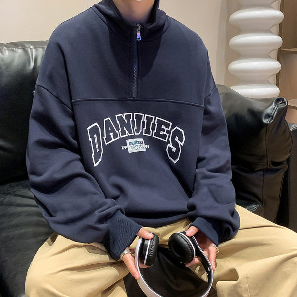 Férfi magas galléros mintás pulóver