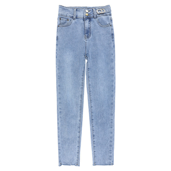 Naiste vabaaja kõrge vöökohaga elastsed teksad