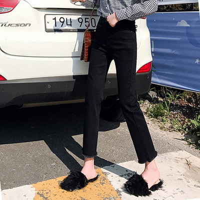 Modern női farmer magas derékkal - fekete színű