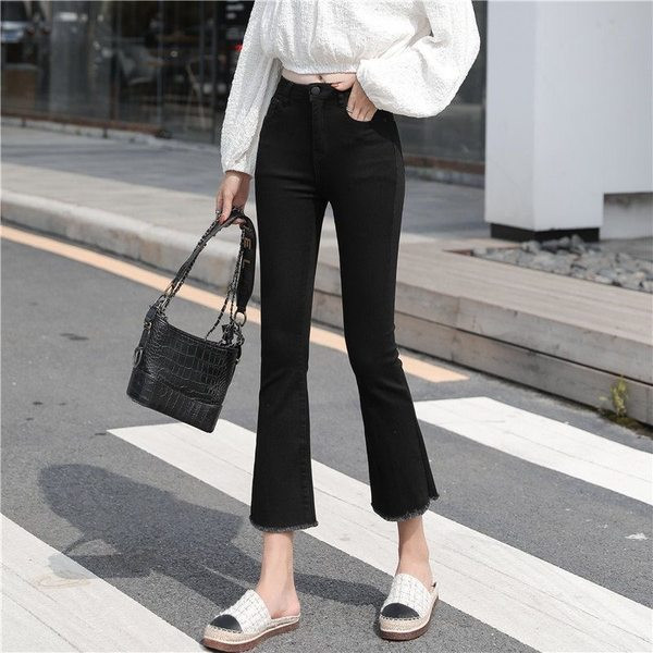 Nauji moteriški džinsai su kišenėmis ir aukštu juosmeniu