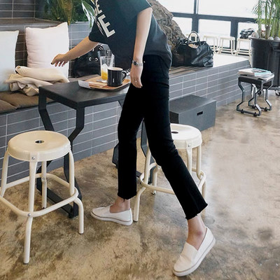 Dviejų spalvų moteriški laisvalaikio džinsai su užtrauktuku