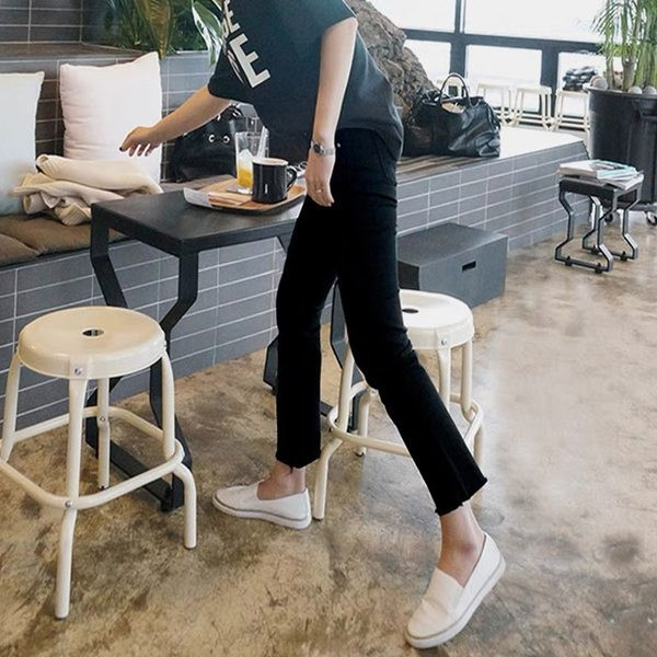 Dviejų spalvų moteriški laisvalaikio džinsai su užtrauktuku