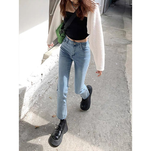 Nauji moteriški džinsai aukštu liemeniu