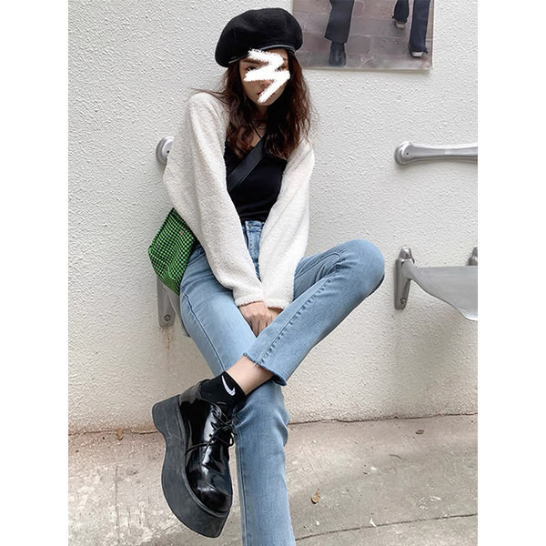 Nauji moteriški džinsai aukštu liemeniu