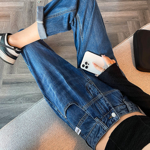 Modern női farmer magas derékkal - kék színű