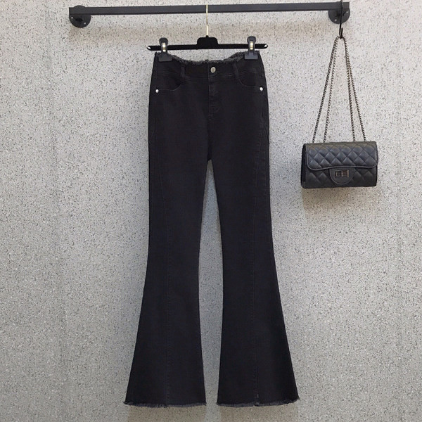 Dviejų spalvų Charleston džinsai aukštu juosmeniu