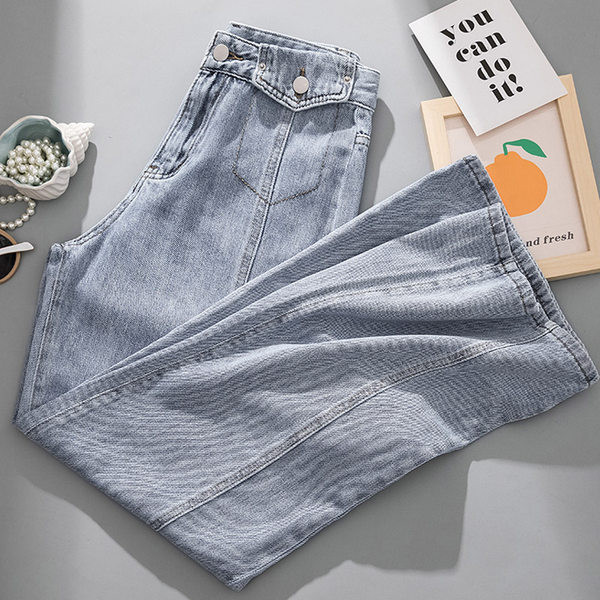 Дамски дънки широк модел с джоб 