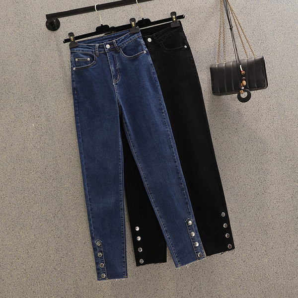 Uus mudel dekoratiivse nööbiga naiste teksapüksid