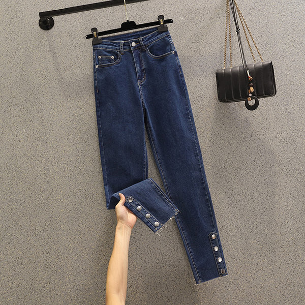 Uus mudel dekoratiivse nööbiga naiste teksapüksid