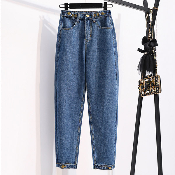 Női tavaszi farmer széles modell magas derékkal és gombokkal