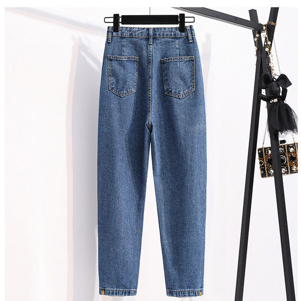 Női tavaszi farmer széles modell magas derékkal és gombokkal