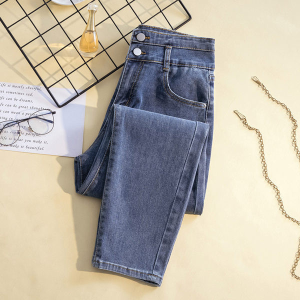 Naiste vabaaja kevadteksad, kõrge vöökohaga nööbiga sirge mustriga