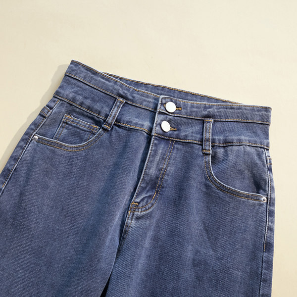 Naiste vabaaja kevadteksad, kõrge vöökohaga nööbiga sirge mustriga