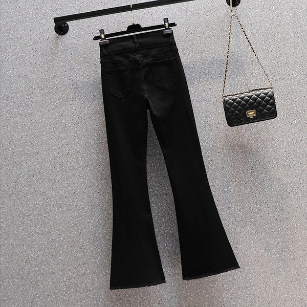 Női farmer - elasztikus, magas derékkal, fekete színben