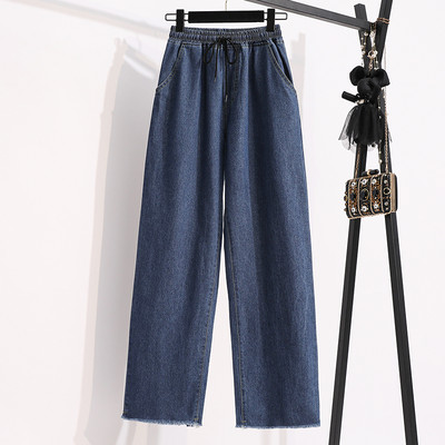 Γυναικείο μοντέρνο ψηλόμεσο φαρδύ τζιν με κορδόνια