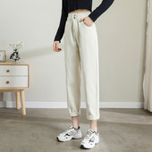 Uus mudel naiste teksapüksid koos kokkutõmmatud kummiku ja taskuga