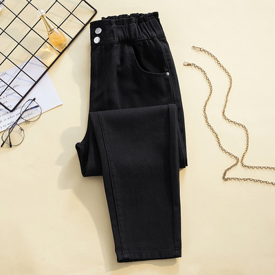 Uus mudel naiste teksapüksid koos kokkutõmmatud kummiku ja taskuga