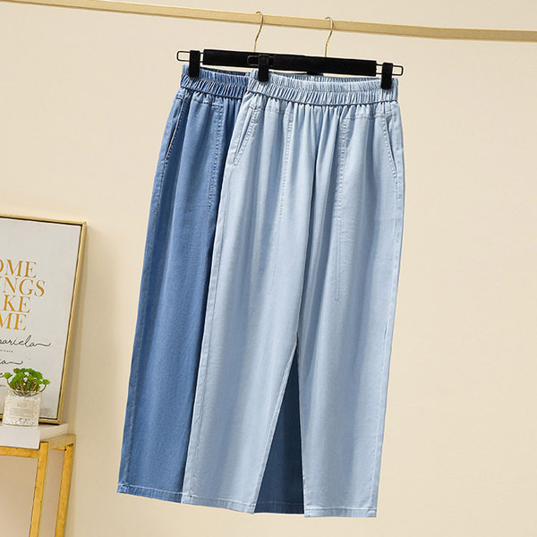 Új modell női sima farmernadrág gumírozott derékkal