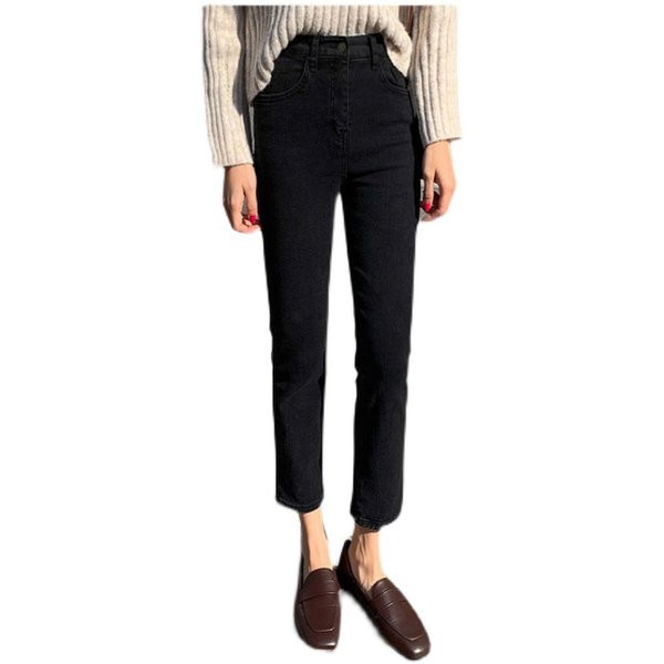 Nauji moteriški juodi džinsai aukštu liemeniu