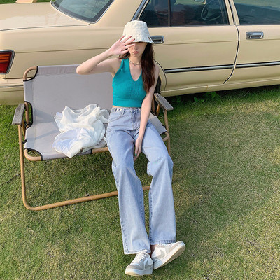 Női farmer széles modell magas derékkal