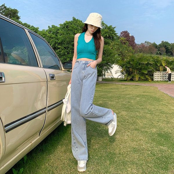 Női farmer széles modell magas derékkal