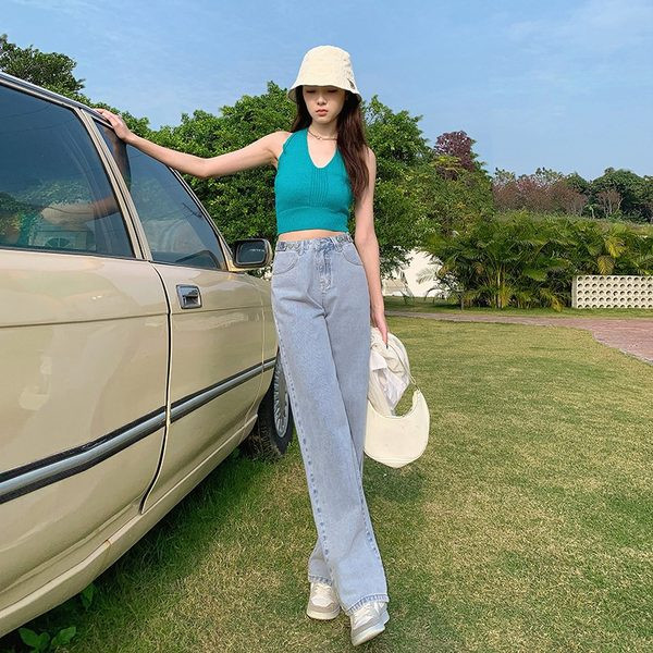 Női farmer széles modell magas derékkal