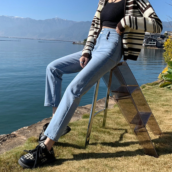 Νέο μοντέλο γυναικείο τζιν με ψηλόμεσο - μπλε χρώμα