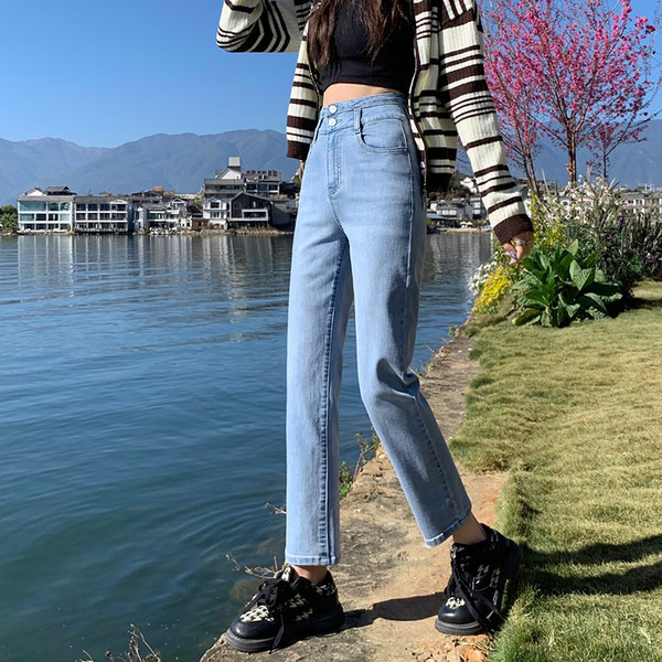 Νέο μοντέλο γυναικείο τζιν με ψηλόμεσο - μπλε χρώμα