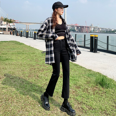 Női fekete magas derekú farmer új modell