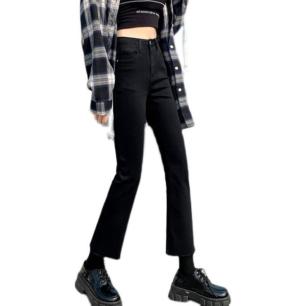 Női fekete magas derekú farmer új modell