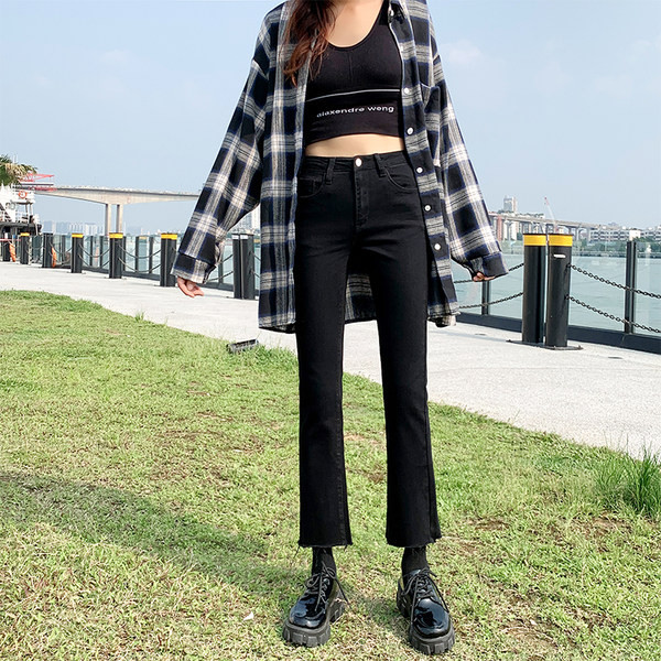 Női fekete magas derekú farmer új modell