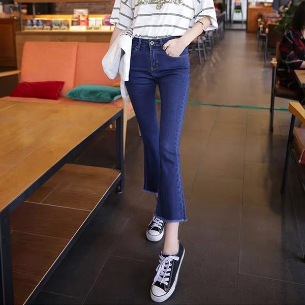 Moteriški modernūs Charleston džinsai aukštu juosmeniu