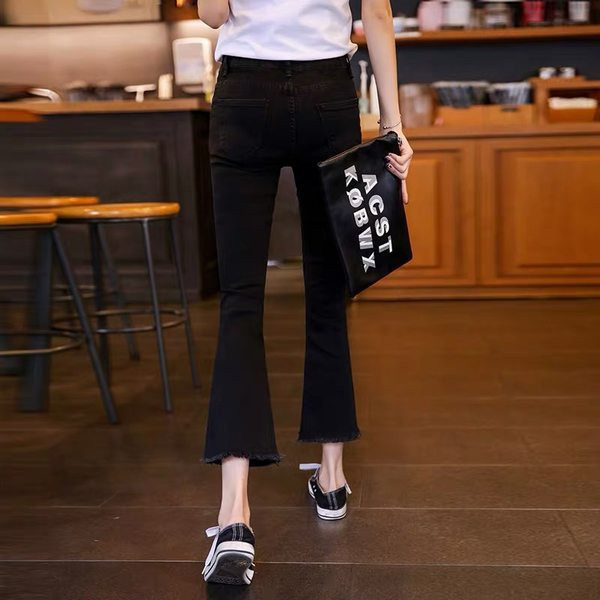 Moteriški modernūs Charleston džinsai aukštu juosmeniu