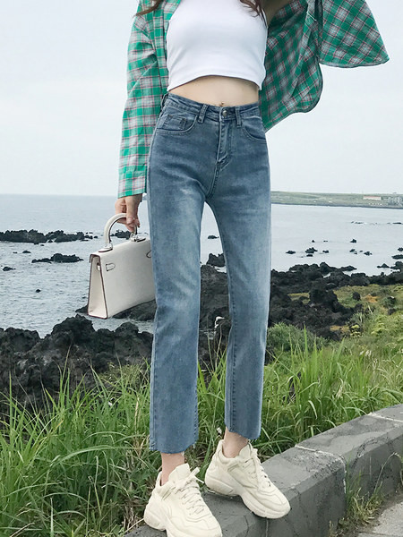 Zsebes női alkalmi farmernadrág, két színben