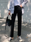 Dviejų spalvų moteriški tiesūs laisvo modelio džinsai