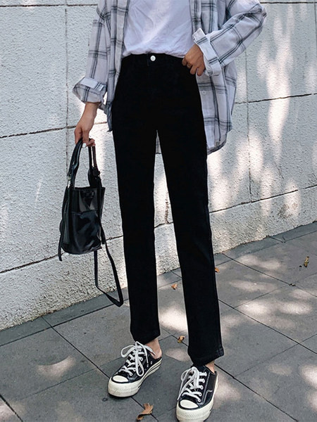 Dviejų spalvų moteriški tiesūs laisvo modelio džinsai