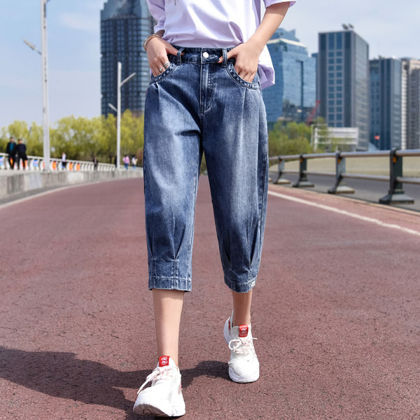 Moteriški 7/8 ilgio džinsai su kišene