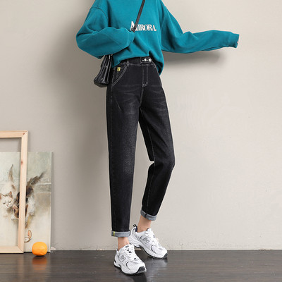 Γυναικείο τζιν για καθημερινή χρήση με λάστιχο και κουμπιά