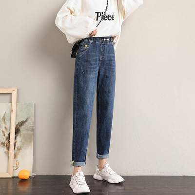 Γυναικείο τζιν για καθημερινή χρήση με λάστιχο και κουμπιά