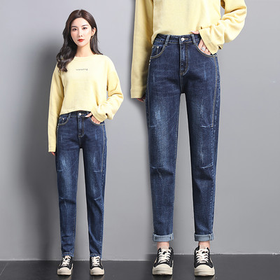 Φαρδύ μοντέλο γυναικείο τζιν με τσέπη και ψηλόμεσο