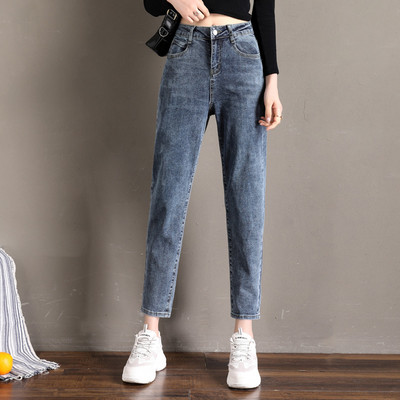 Elastingi moteriški džinsai – aukštu juosmeniu