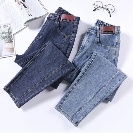 Kõrge vöökohaga vabaaja naiste teksad - sinist ja musta värvi