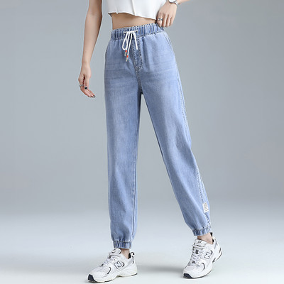 Casual γυναικείο τζιν με κορδόνια και τσέπη