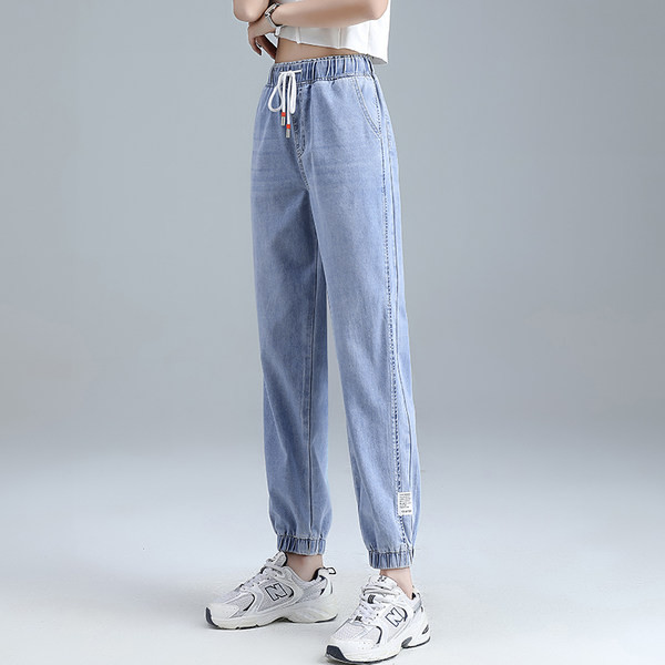 Casual γυναικείο τζιν με κορδόνια και τσέπη