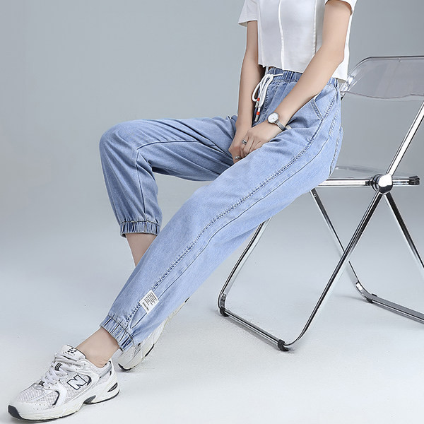 Casual γυναικείο τζιν με κορδόνια και τσέπη