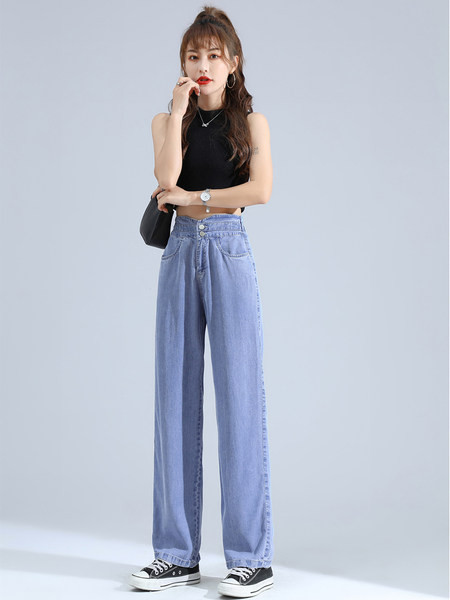 Ψηλόμεσο φαρδύ τζιν με χαλαρή εφαρμογή