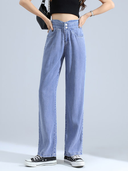 Ψηλόμεσο φαρδύ τζιν με χαλαρή εφαρμογή
